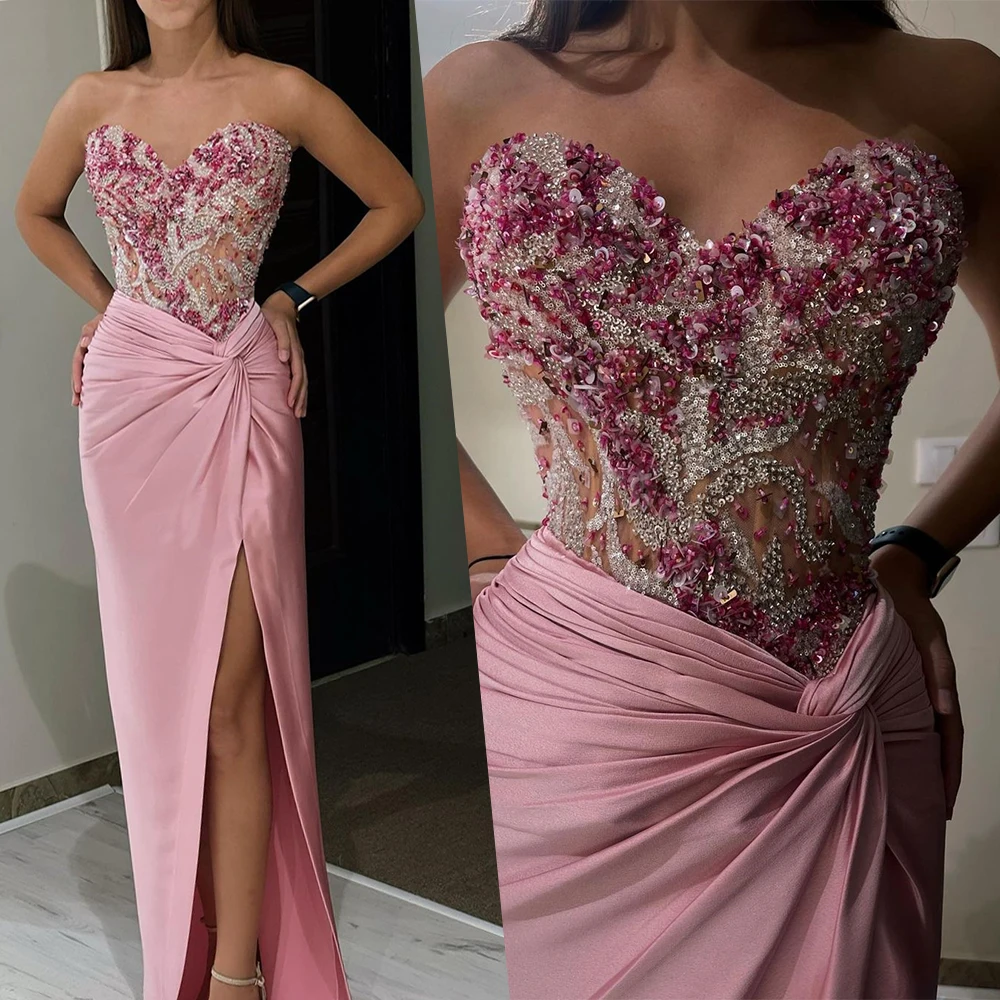 

Oisslec Prom Dress Sparkle Sweetheart Mermaid Celebrity Dresses Beading Beaded Sequins Tulle Satin Formal Occasion Evening Gowns