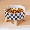Pet cat and dog plastic bowl with polka dot checkerboard pattern, non-slip and easy to clean 4