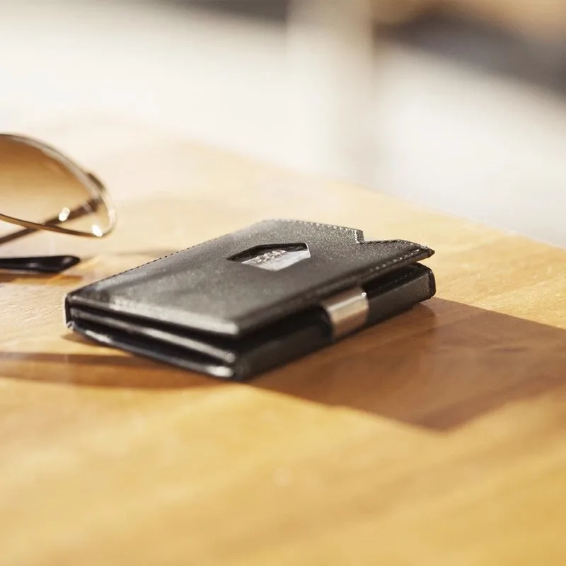 Exentri Wallet Card Holder Genuine Leather Anti-theft Wallet Shielding RFID Cowhide Brush Degaussing Gift for Boyfriend