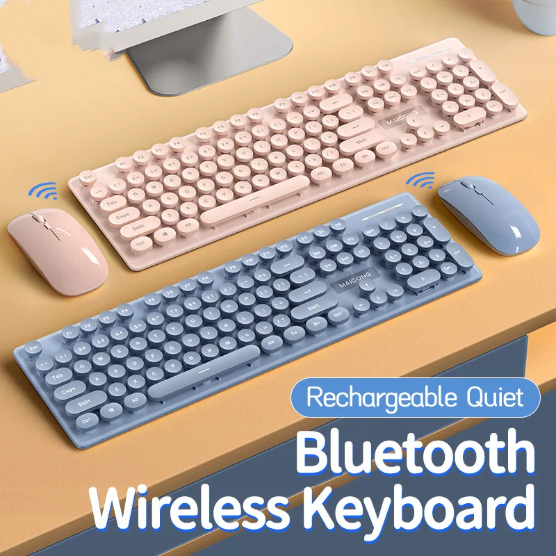 

MC KM600 Wireless Keyboard and Mouse Combo Bluetooth Full Size 104 Keys Keyboard and Portable Wireless Mouse for Windows PC iPad