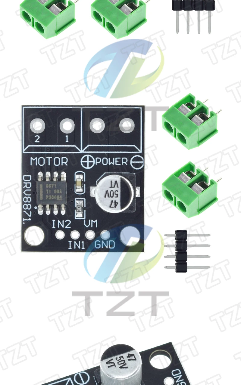 DRV8871 H-Bridge Brushed DC Motor Driver Breakout Board für Arduino, PWM-Steuerung, 3,6 A max. interner Strom, Stromsensor, 6,5 V bis 45 V – Detail 7
