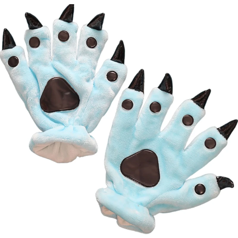 Animal Gloves Paw Cartoon Dinosaur for Cat Finger Claw Plush Gloves Windproof Warm Funny Halloween Party Performa