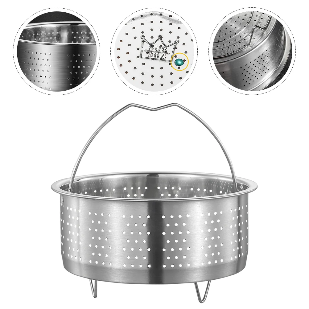 

Stainless Steel Steamer Basket Metal Steamer Insert Steaming Rack Handle Vegetables Fruit Colander Strainer Rice Cooker