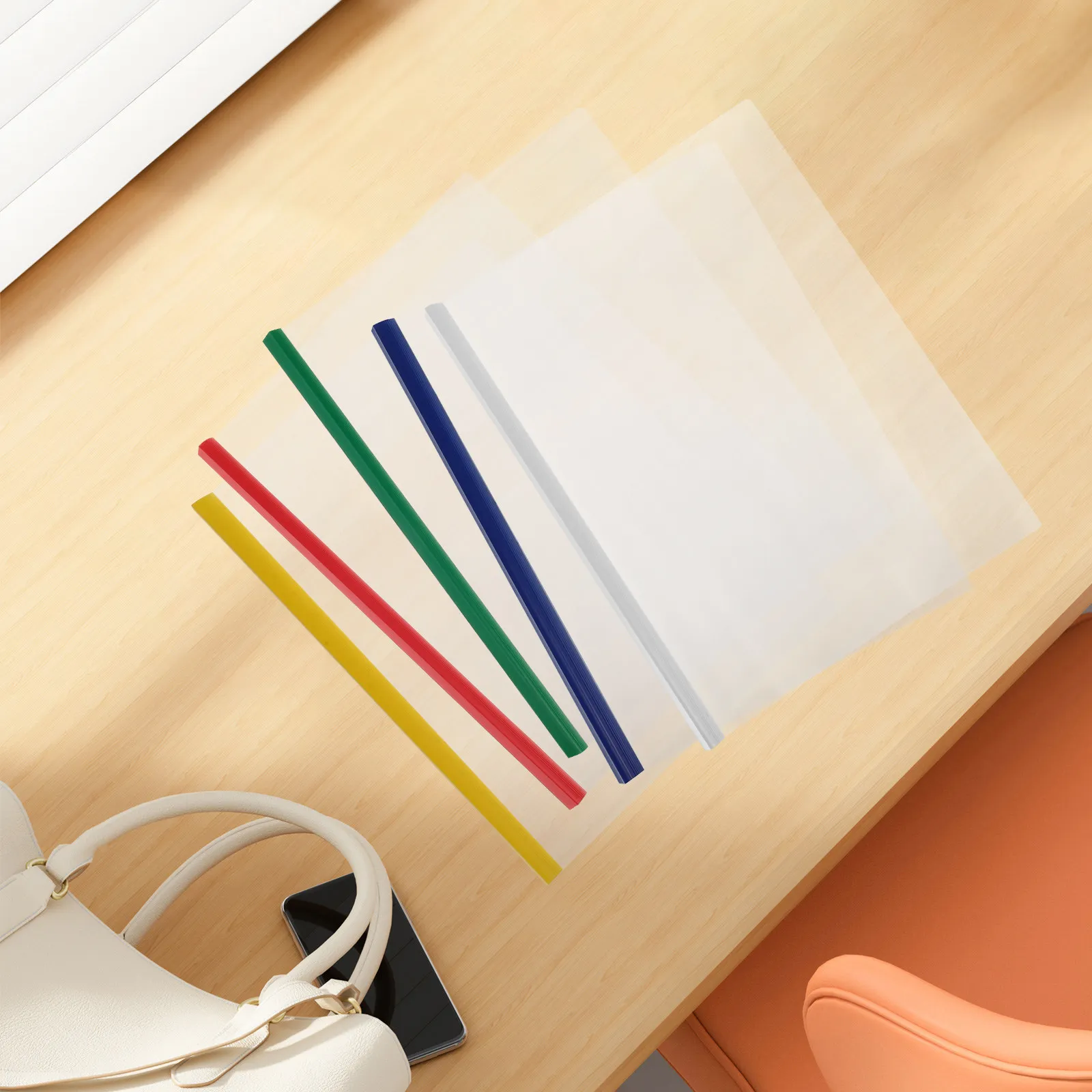 10Pcs 슬라이드 막대 파일 폴더 플라스틱 투명 문서 정리함 대용량 사무실 학교 사용 투명 보고서 커버