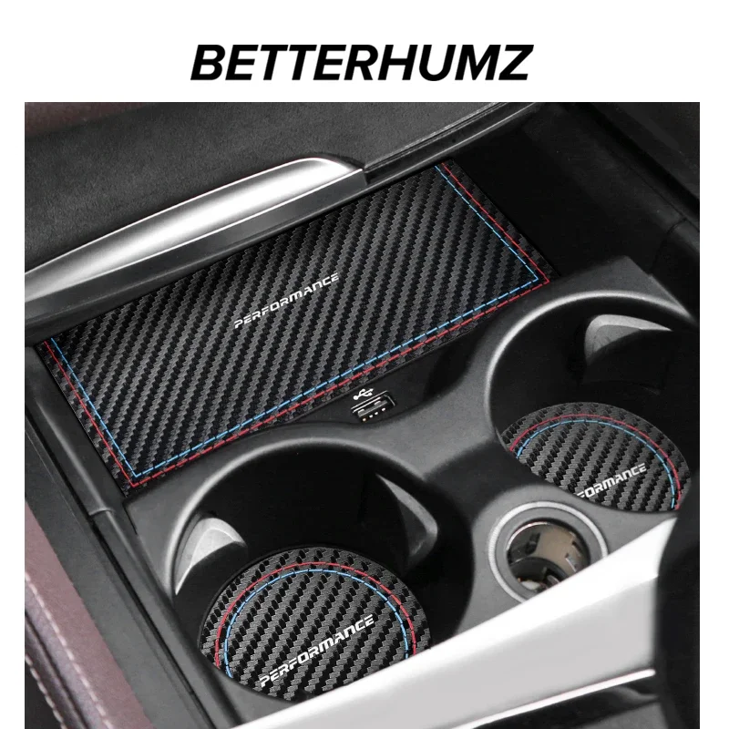 For BMW G30 G32 G38 Series 5 6 GT Storage Cup Holder Anti-slip Mat MP Carbon Fiber Car Interior Accessories car interior trim