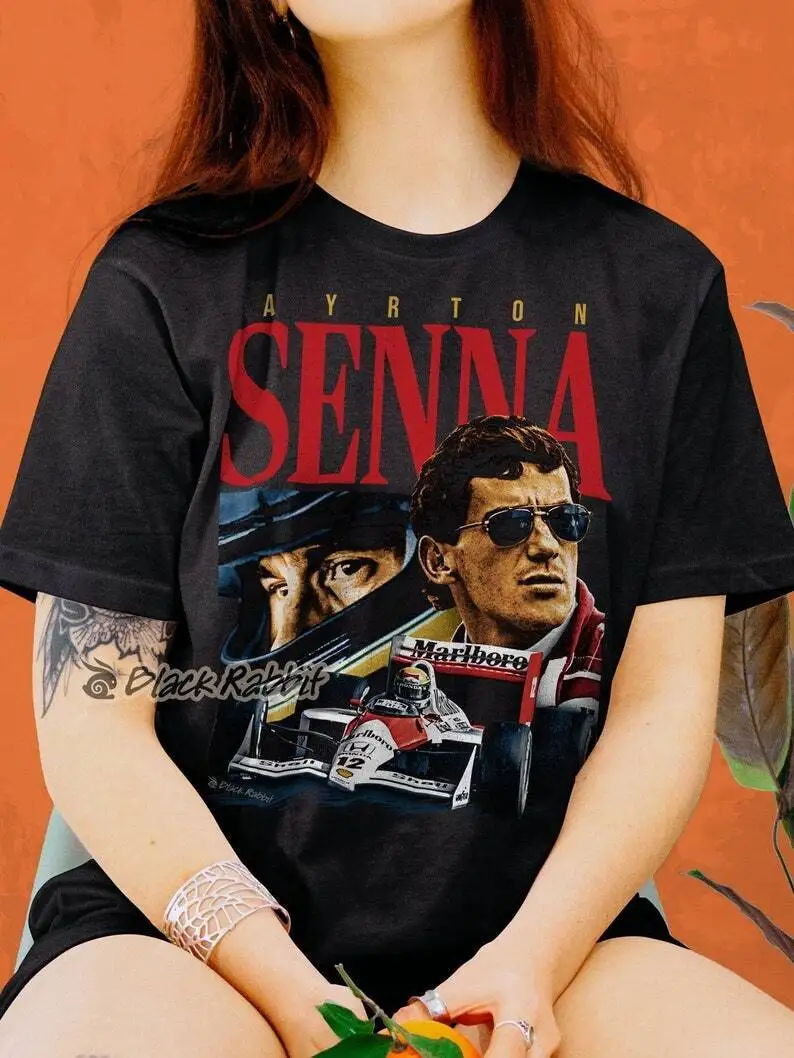 Ayrton Senna Anni '90 Racing Retro Vintage Bootleg Classic T-Shirt Maniche Lunghe O Corte
