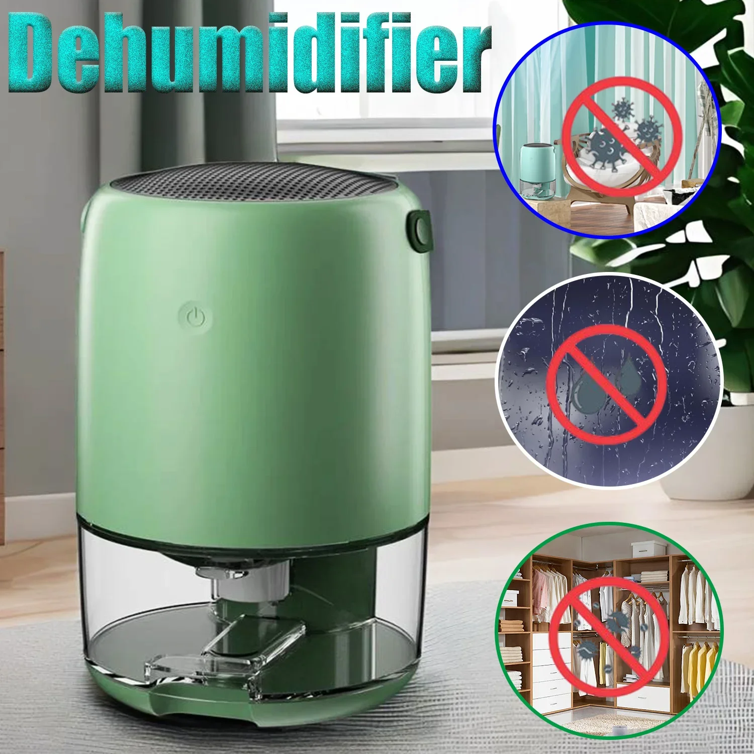

Smart Air Dehumidifier,Safety Auto Stop,Defrost,Portable 1.1L with Colorful Lights for Damp Home Bathroom Wardrobe Closet Home