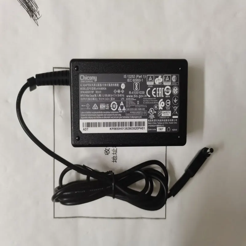 Oem Chicony 19V 3.42A A18-065N3A 3.0Mm * 1.1Mm Per Wacom 65W Cintiq Companion Dth-W1300H Dth-W1300L Originale Puryuan Ac Adapter
