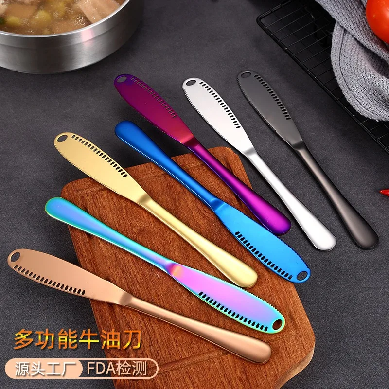 Butter Knife Holes Cheese Dessert Knife Stainless Steel Jam Cutlery Toast Wipe Cream Bread Cheese Cutter Kitchen Tools