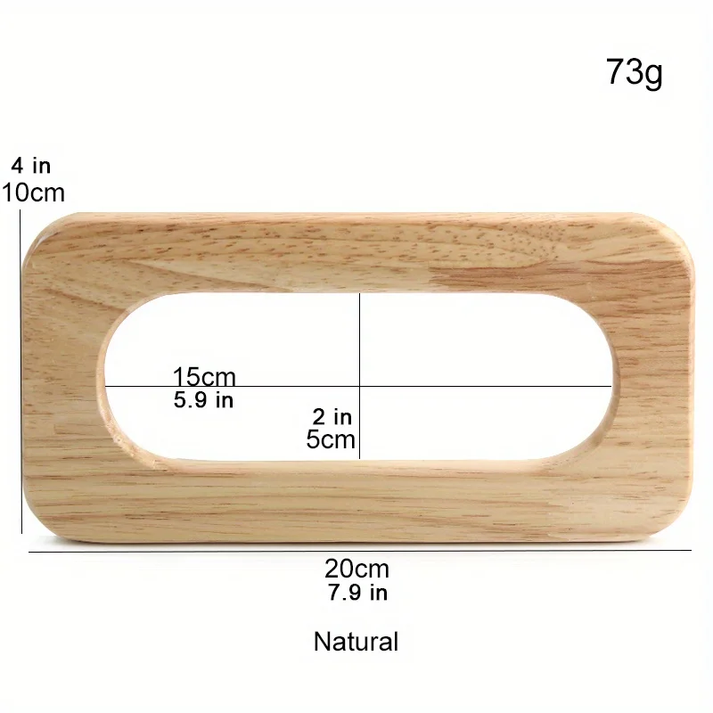 Set of 2 Solid Wood Square and Rectangular Woven Handbag Handles