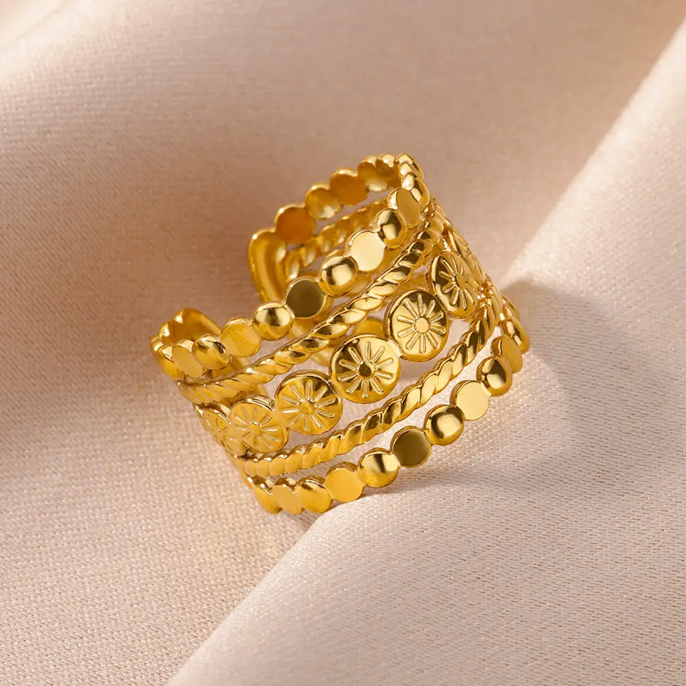 Gold Color Stainless Steel Rings Jewelry Accessories For Women Men