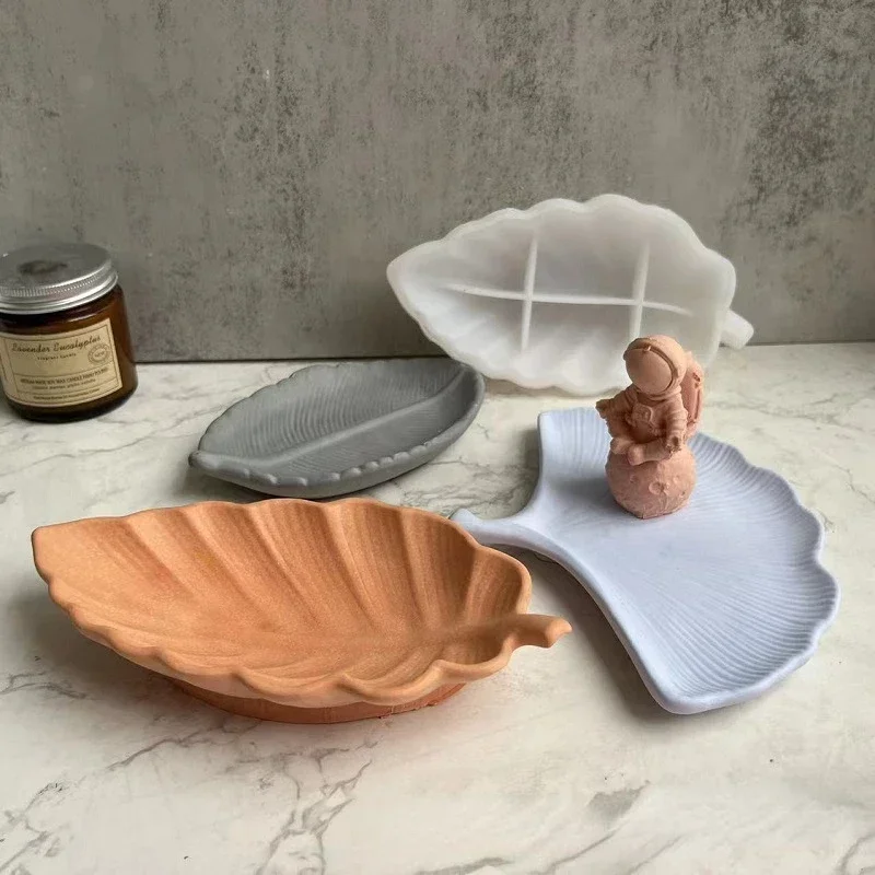 DIY Leaf Storage Tray Silicone Mold Leaf Mirror Storage Box Crystal Drop Glue Mold Ginkgo Plate Tray Gypsum silicone mold