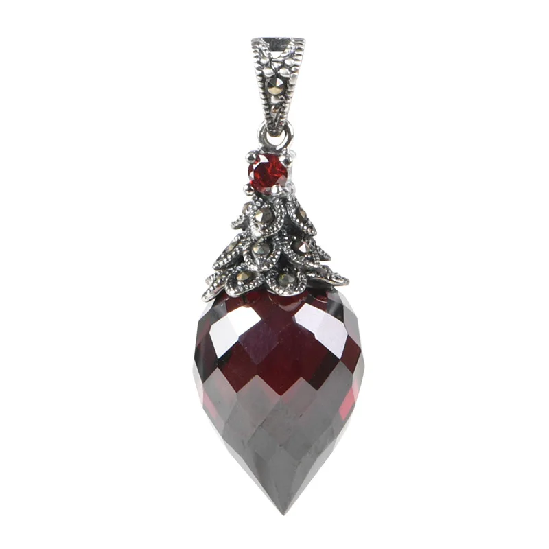 Charms Pendants S925 Sterling Silver For Women Men Waterdrop Shaped Zircon Marcasite Jewelry