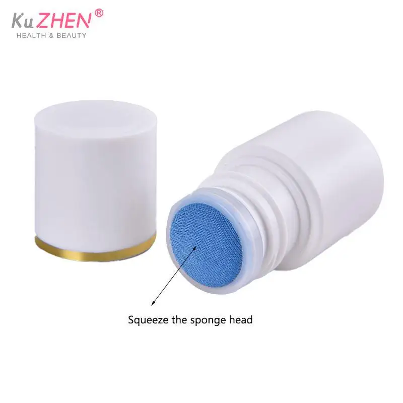 Soreness Liquid Bottle With Sponge Applicator 15/50/100/150ml White Medicine Liquid Bottle With Blue Sponge Head Separate Bottle