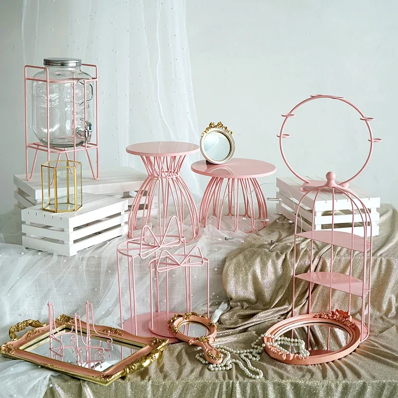 Pink Princess Wedding Birthday Girl Baby Shower Party Cake Food Cupcake Stands Holder Cake Plates Baking Bakeware Dinnerware