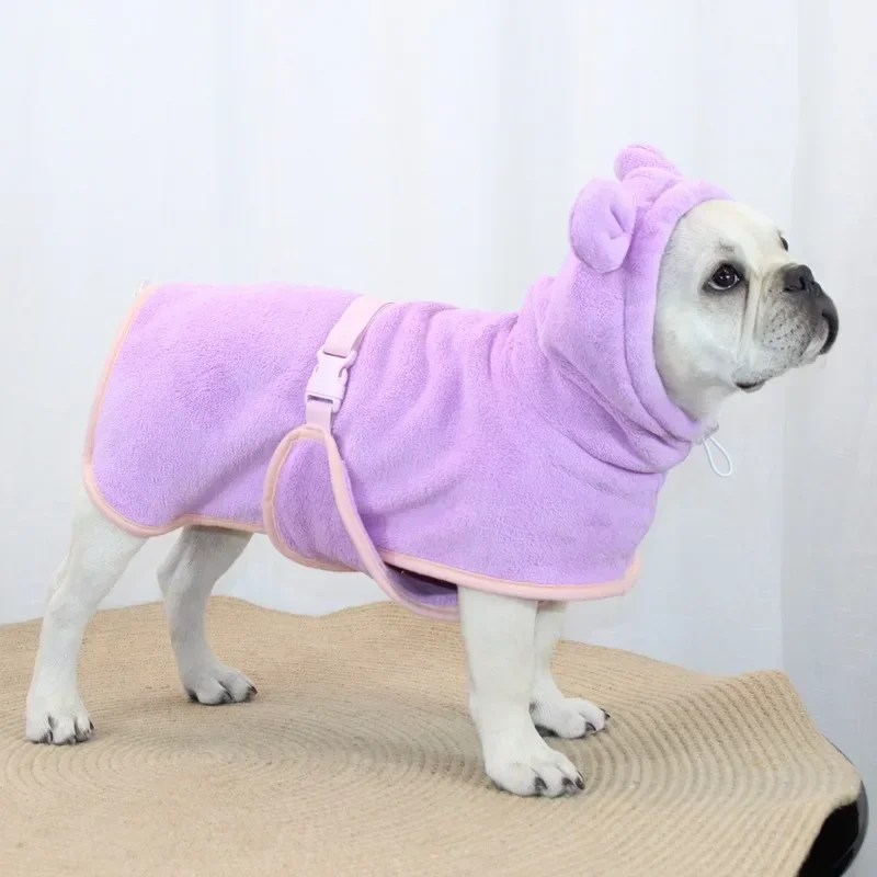 Bathrobe for Dogs Super Absorbent Fast Drying Hooded Cute Pet Bathrobe Towel for Cats Dogs Adjustable Microfiber Coat Corgi Pugs pet bath towel