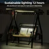 2/3-Seat Outdoor Patio Porch Swing with Adjustable Aluminum Alloy Canopy Solar Patio Swing Chair Bench 3