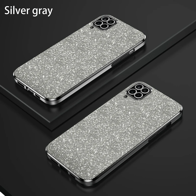 Luxury Electroplated Glitter Phone Case with Soft Bumper and Transparent Back Cover