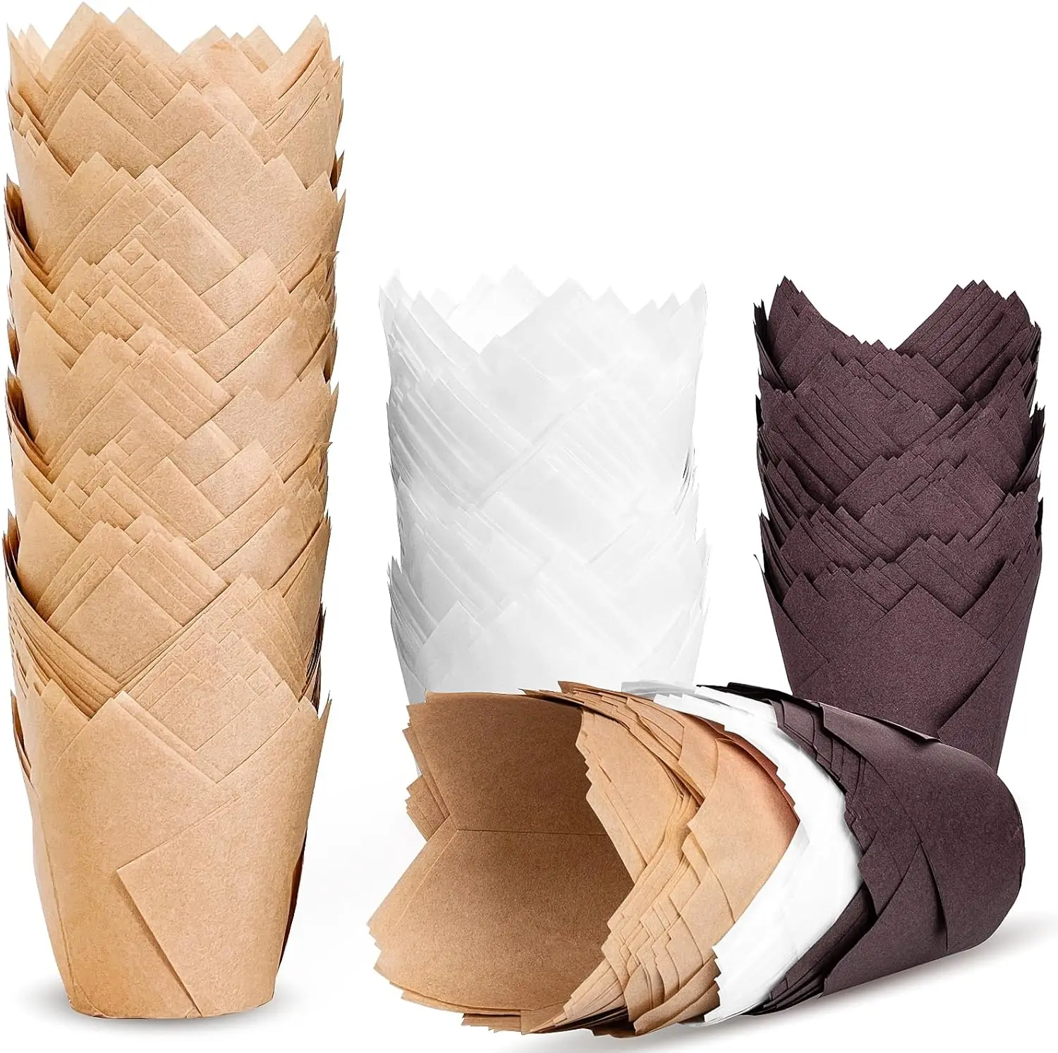 20/50/100Pcs Tulip Cupcake Liners, Muffin Liners for Baking, Parchment Paper Cups Cupcake Wrappers, Greaseproof Easy to Use
