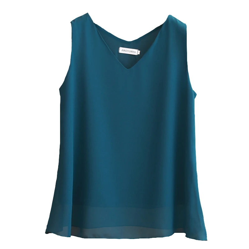 Summer New Sle Women's Chiffon Vest Svel Strap V-Ne Loose Top Inner Belly Covering Base irt Commute Sle Pure Color
