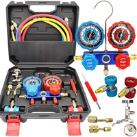 Kit de tuyau de jauge de pression de climatisation de voiture, R22 R-410A R-134a R-404A, ensemble de manomètres de réfrigérant, boîte de rangement, nouveau 1