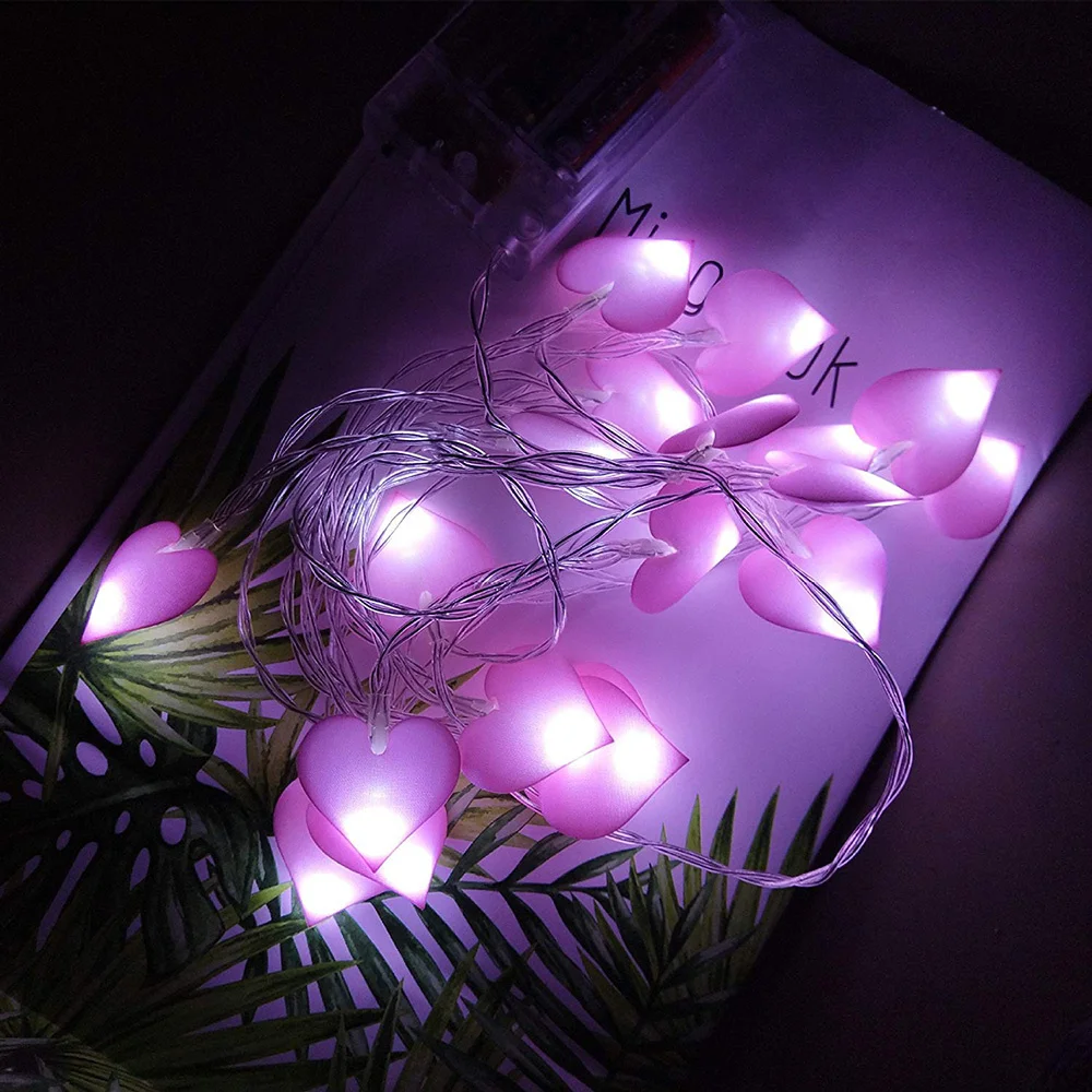 LED Heart Shape String Lights Valentine's Day Fairy Lights Pink Purple Girl String Light Indoor Party Garden Valentines Decor