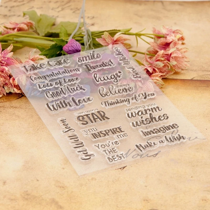 Clear Stamp Congratulations Transparent Seal Stamp Blessing Words Silicone for Scrapbooking Card Making Decoration