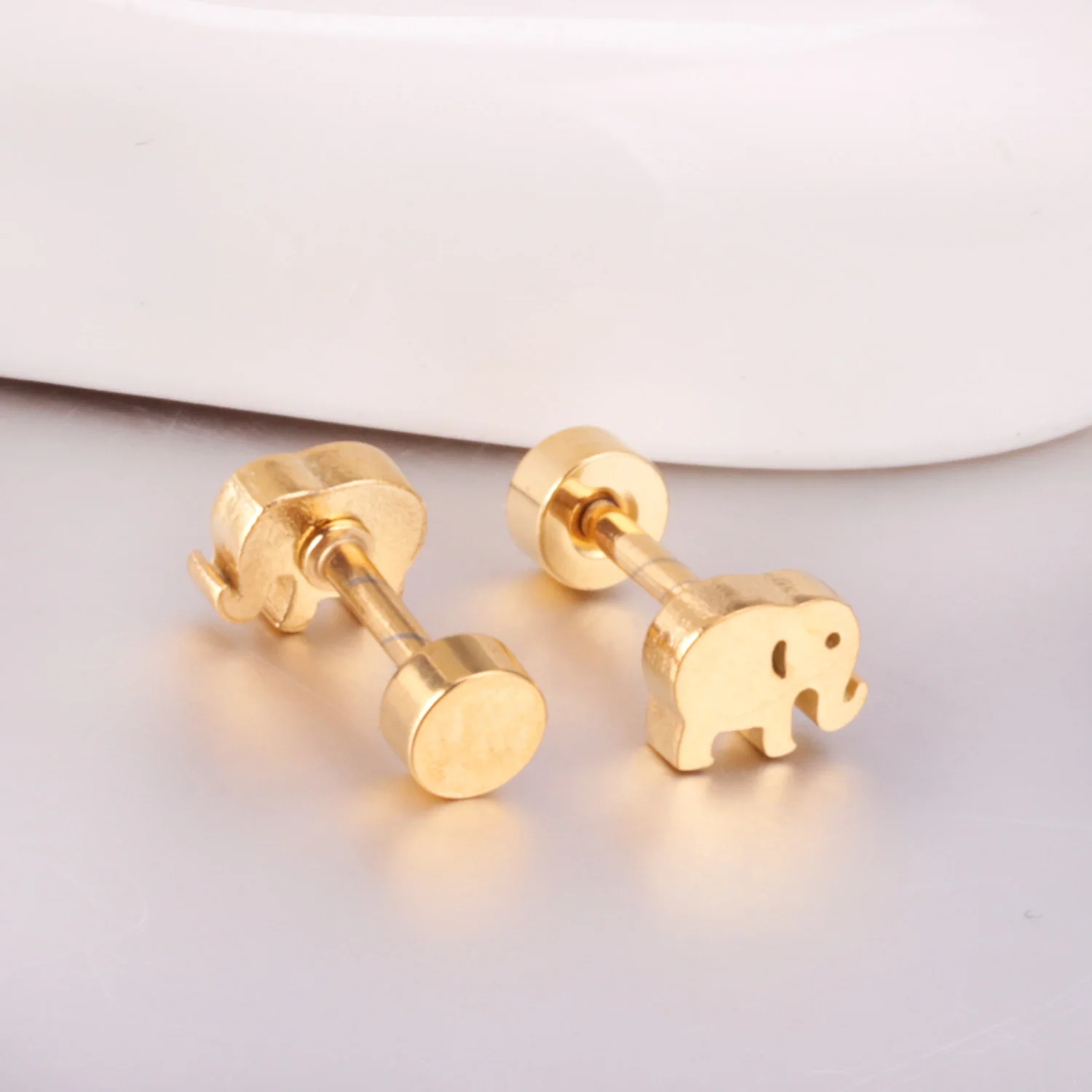 Minimalist Fashion Cute Animals Elephant Stud Earrings For Women Baby Girl Gold Color Stainless Steel Anti-allergy Jewelry 4