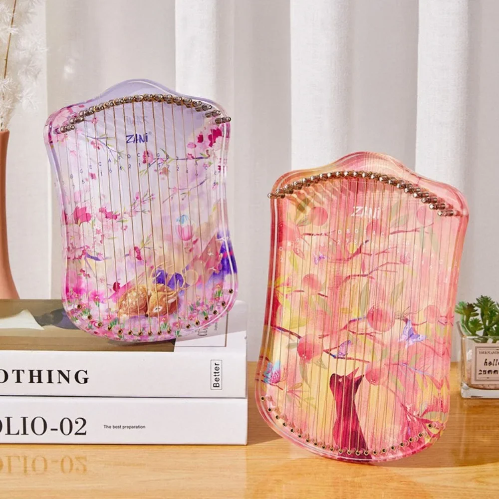 ZANI 17/21/31 Strings Lyre Harp Portable Acrylic Lyre Harp for Children Beginners Accessory Professional Musical Instrument Gift