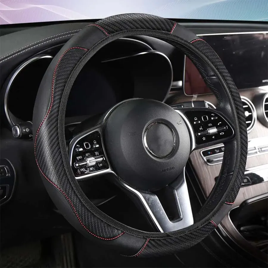 Steering Wheel Cover Non-inner-ring Automobile Steering Wheel Cover Leather Four Seasons for Spring Summer Autumn Winter for Men and Women