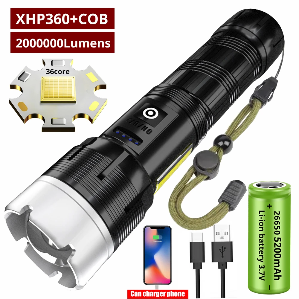 Super New Xhp360 Most Powerful Led Flashlight Rechargeable Led Torch