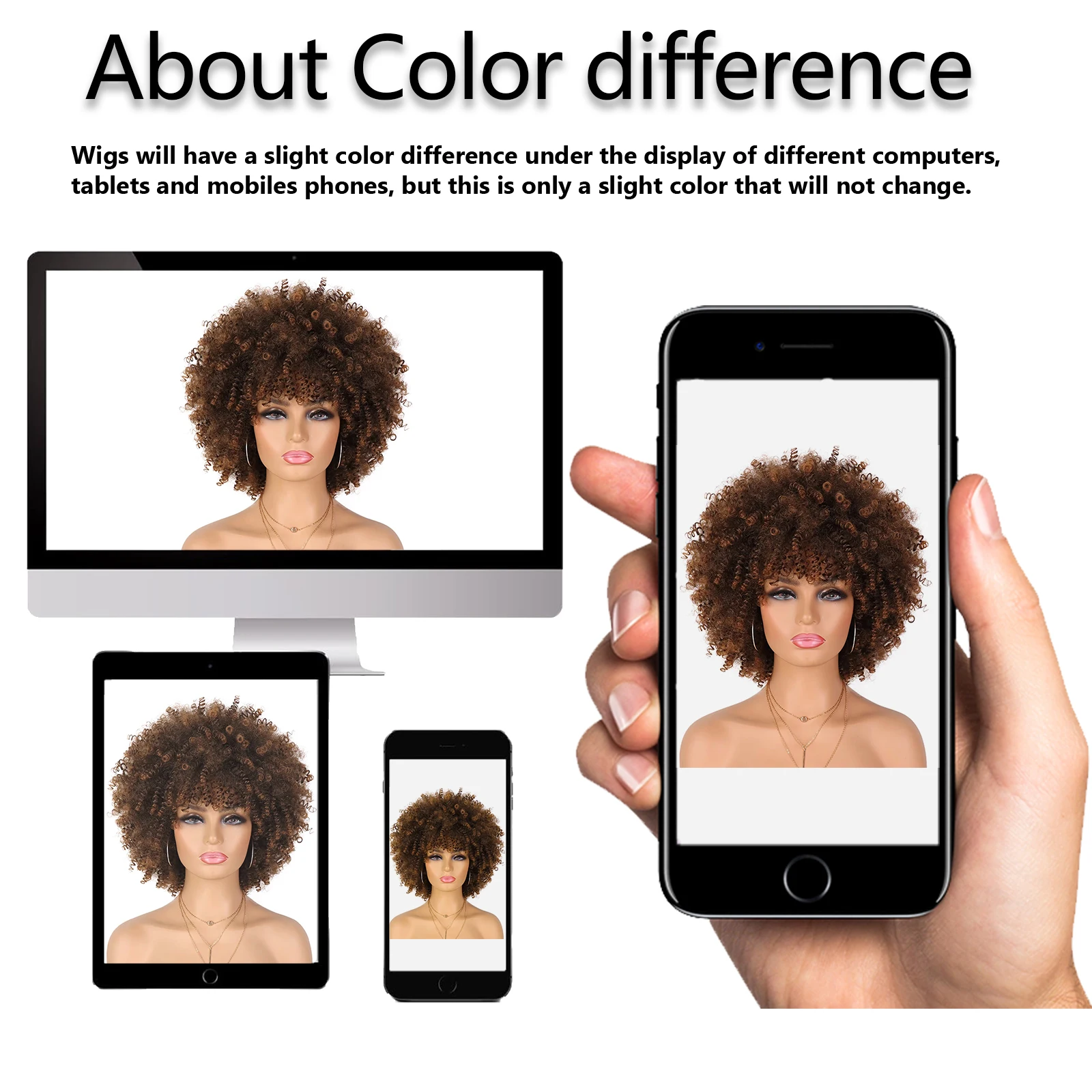 Tereshar Synthetic Short Curly with Bangs for Black Women 8 inch Afro Kinky Curly Wig Synthetic Hair Wigs for Daily Party Use 6