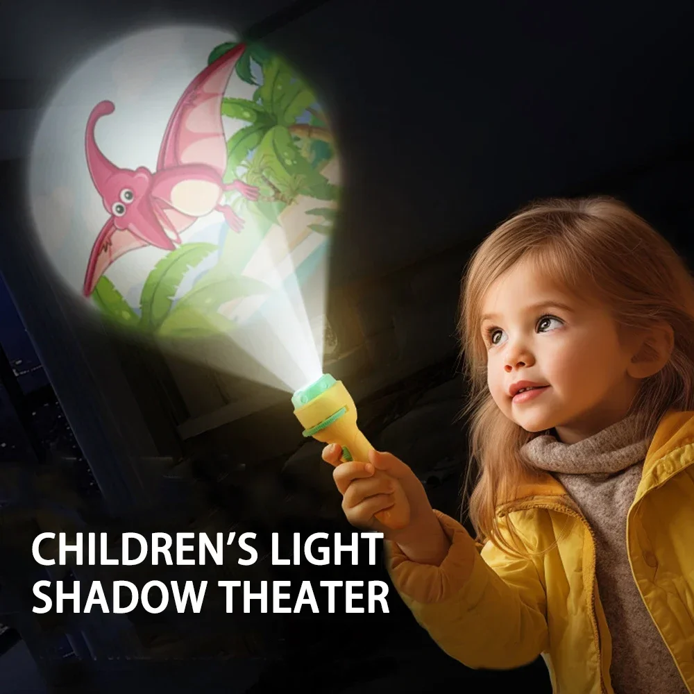 Luminous Projection Flashlight Early Education Puzzle Development Toy Children Enlightenment Cartoon Patterns Projector