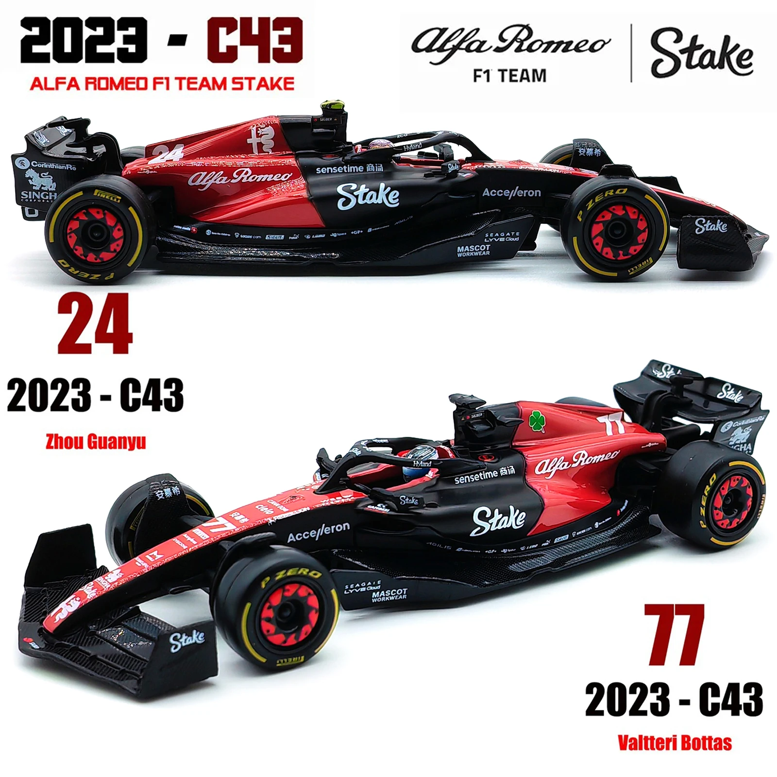 Bburago 1:43 2023 Alfa Romeo C43 F1 Formula Car Die Cast Vehicles Collectible Model Racing Toys 2
