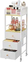 Rolling Makeup Cart Organizer - Floor Skincare Make Up Storage with 3 Drawers, Vanity Organizer Cosmetic Display Cases 1