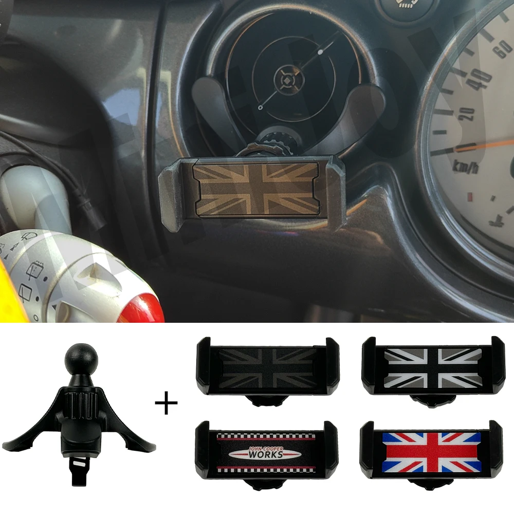 Artudatech Supporto Per Cellulare Rosso Per Mini Cooper R50/R52/R53 - Fissaggio A Cruscotto Con Rotazione 360°