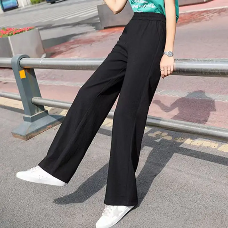 2024 Women s summer 2024 spring new high waisted wide legged lightweight casual pants Korea fashion
