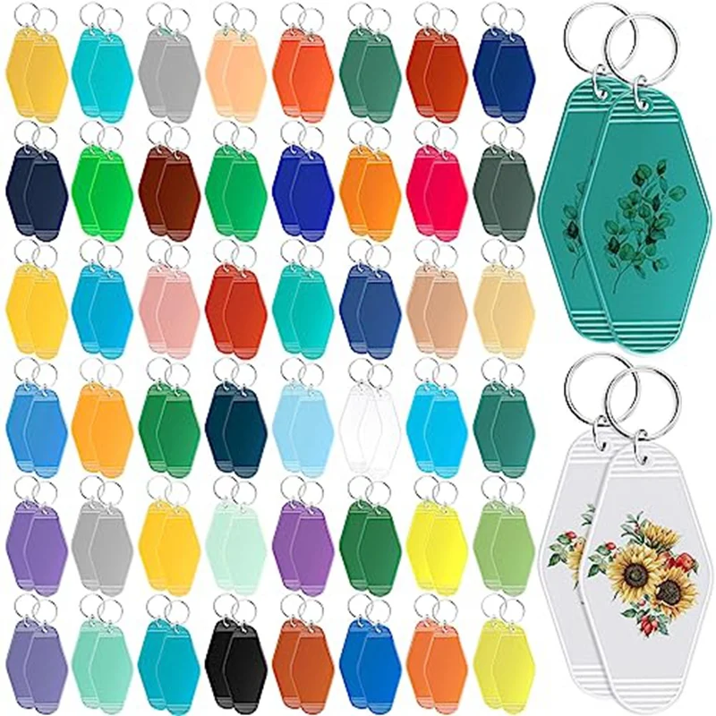 

100 Pcs Bulk Blank Motel Keychain Rhombus Hotel Key Tags Sublimation Keychain Blanks