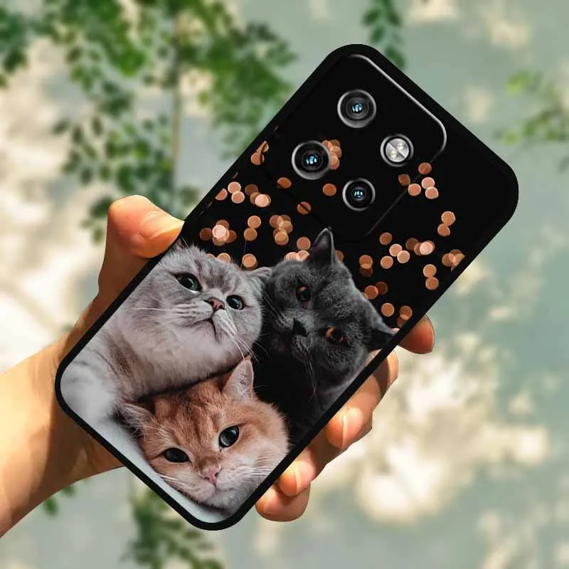 Colorful Painted Cat TPU Soft Silicone Phone Back Cover - Cute Design