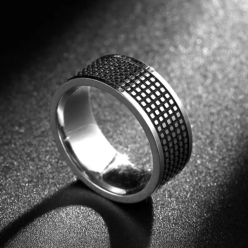 MOREDEAR 8MM Titanium Rings for Men and Women Birthday Gift triangular pattern discredit Ring 