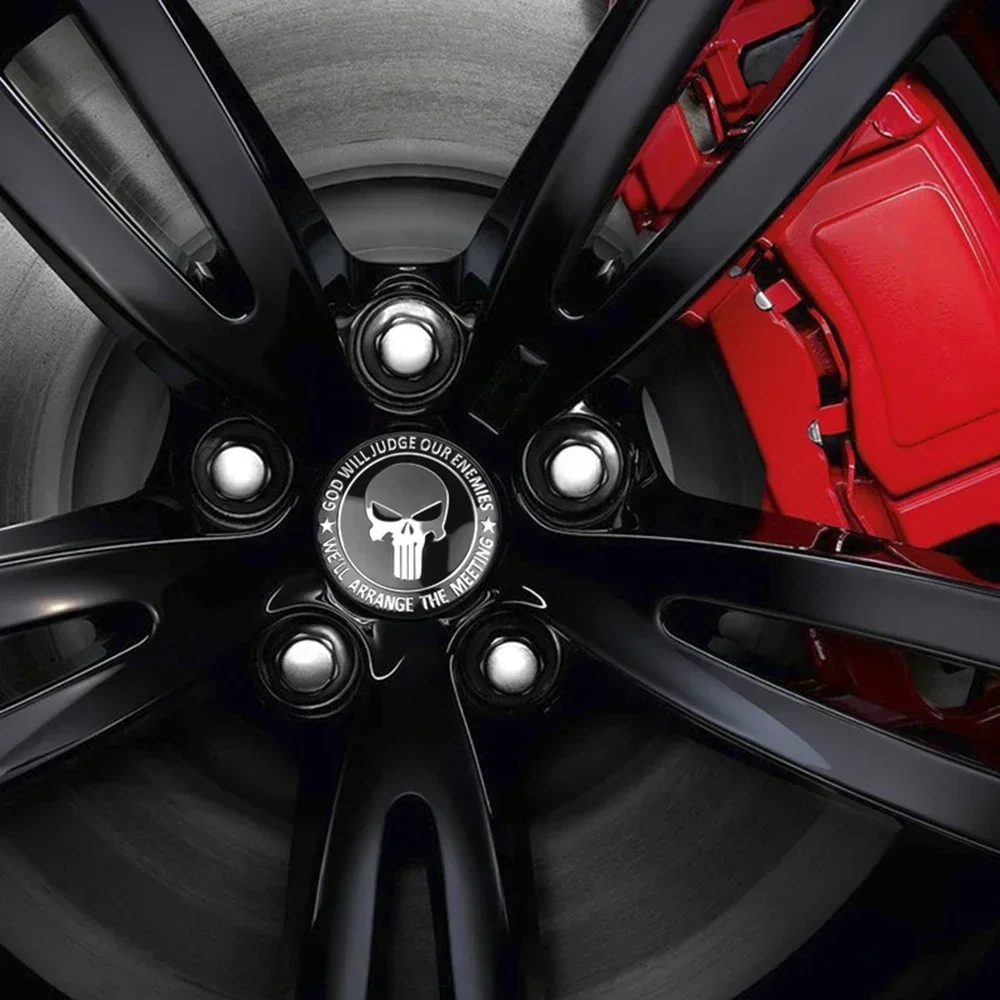 Wheel Center Hub Cap Sticker Auto Car Skull Personalized Aluminum Tire Hub Decoration Accessories