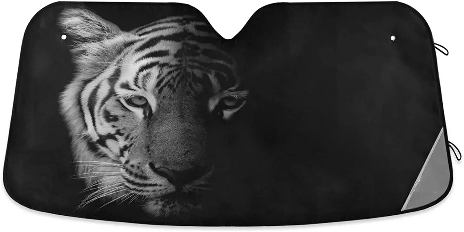 

Kigai Animal Tiger Car Windshield Sunshade - Foldable Windscreen Uv Protection - Protects the Car Interior and Keeps it Cool