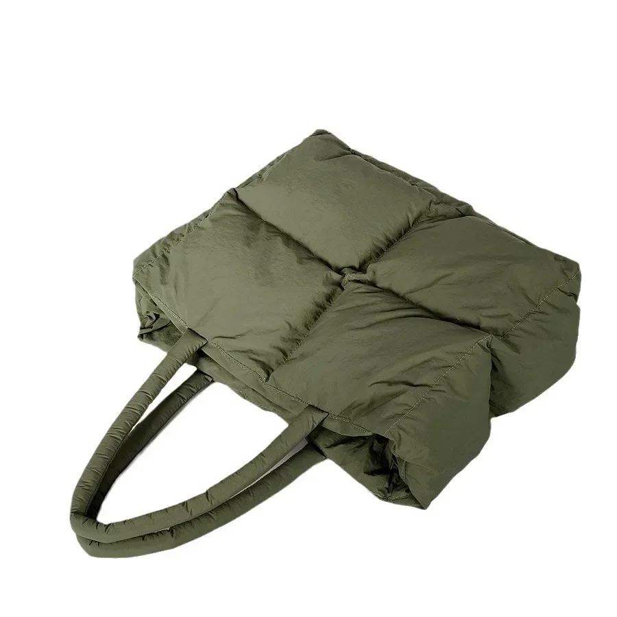 Vintage Puffy Women Handbags Padded Shoulder Bag Soft Nylon Puffer Tote Bag Fashion Lady Bags