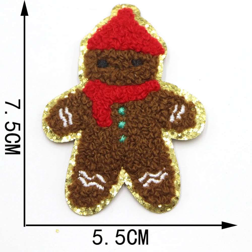 1pc neue Weihnachten Eisen auf Chenille Patches Glitzer Rand DIY Kleidung Applikation für T-Shirt Jeans Hut DIY Handwerk liefert Aufkleber – Detail 21