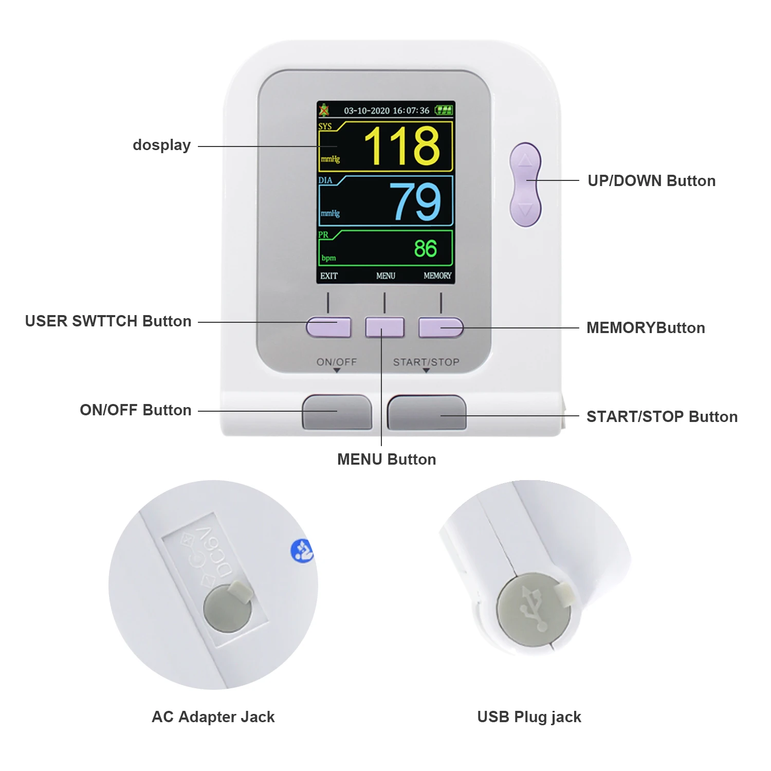 Digital newborn / children blood pressure monitor NIBP monitor + SPO2 +  software