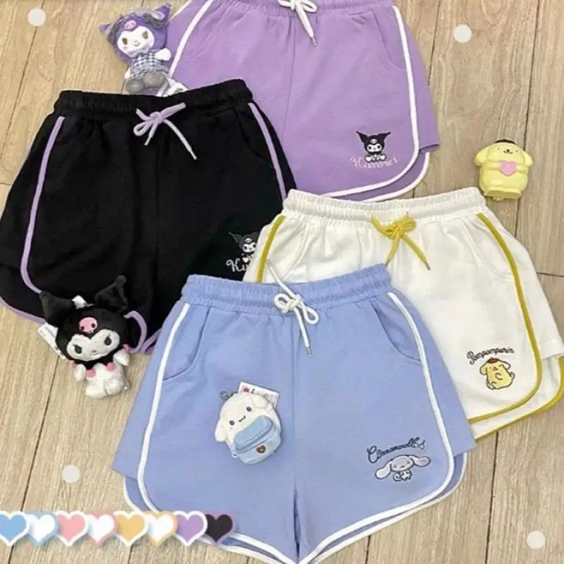 

Хлопковые спортивные шорты sanrio kuromi в стиле аниме cinnamoroll, мягкие домашние шорты для отдыха, милые Мультяшные шорты my melody с высокой талией, подарок для девочек