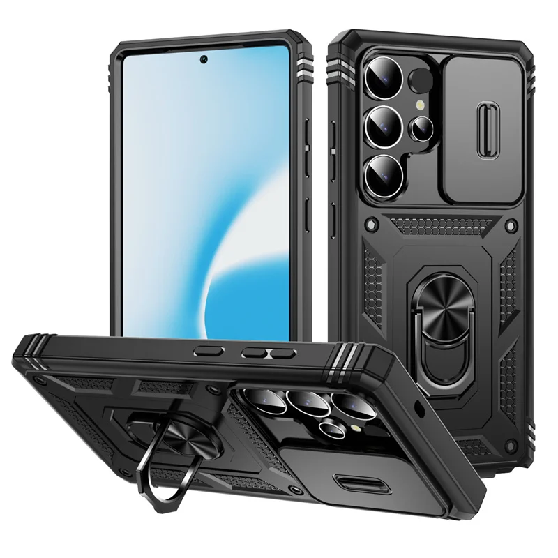 Heavy Duty Armor Phone Case with Lens Protection and Built-in Stand