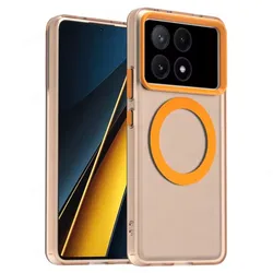 Matte Candy Color Shockproof Magnetic Wireless Charging Phone Case Cover for POCO F6 5G (Orange)