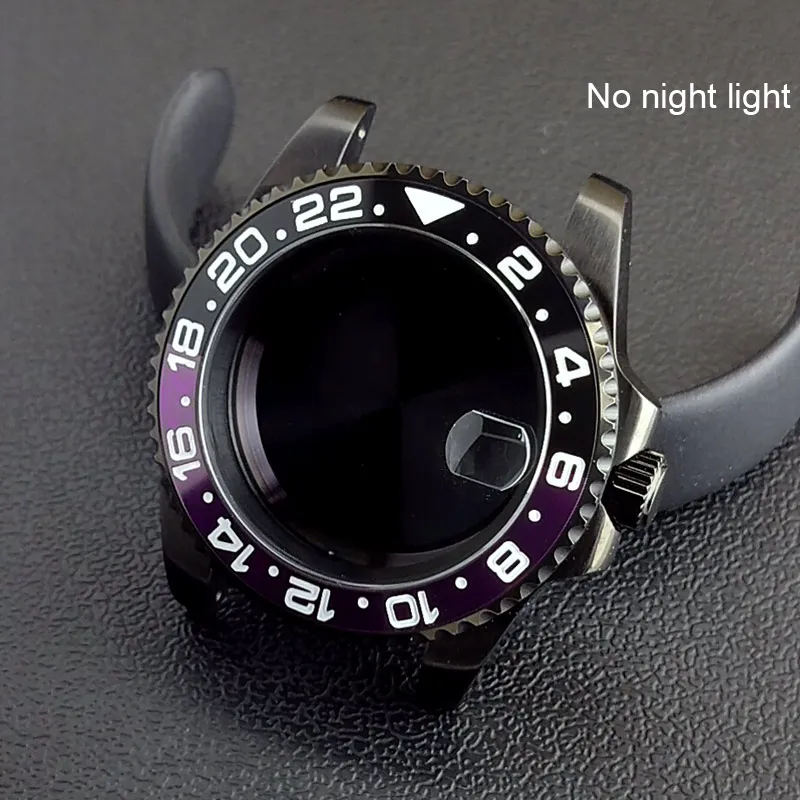 40MM Sapphire Glass GMT Bidirectional Rotation Watch Case with Accessories
