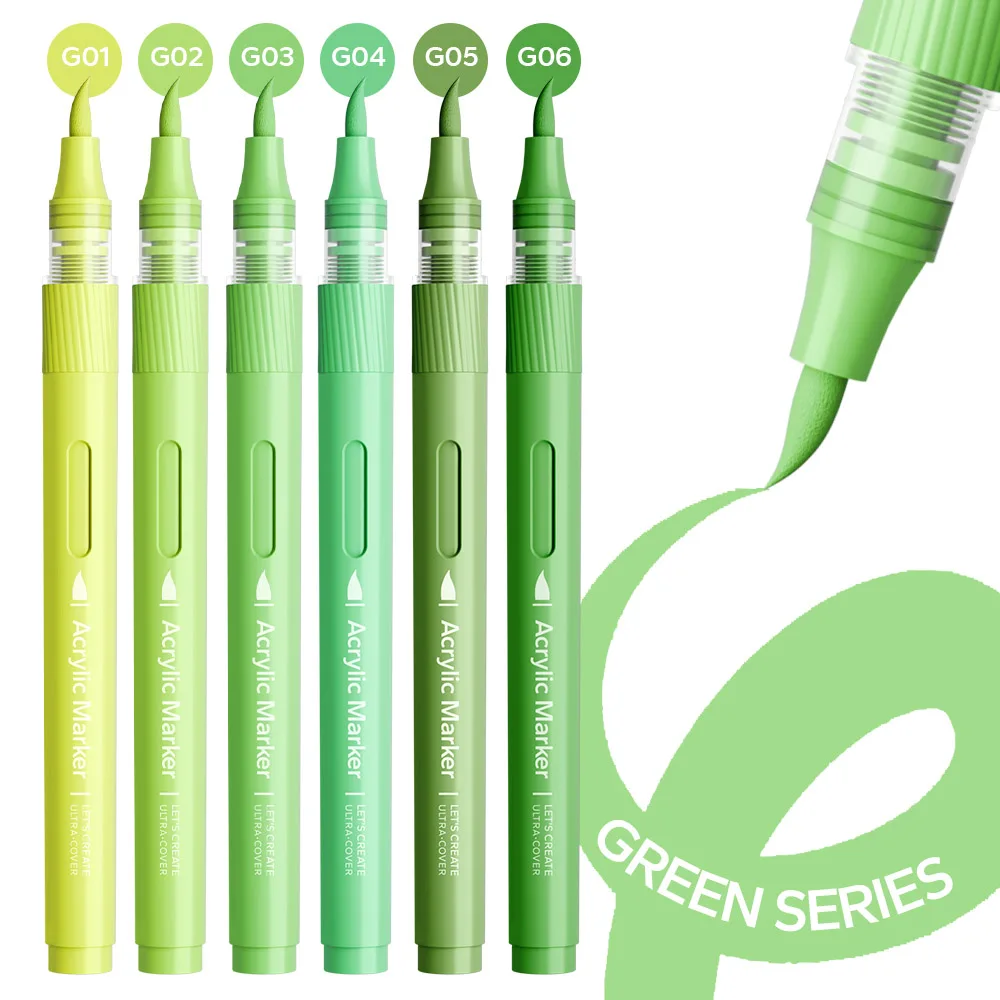 Acrylic Paint Markers Set Acrylic Art Pens Brush Tip Rock Ceramic Wood Canvas Glass Stone Fabric Card Making